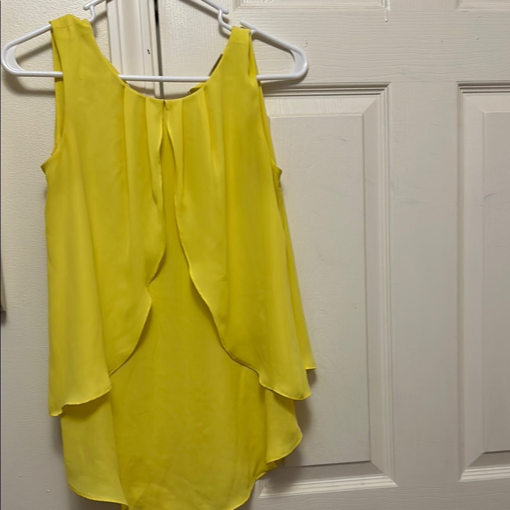 Cato Yellow Asymmetrical Tiered Sleeveless Blouse